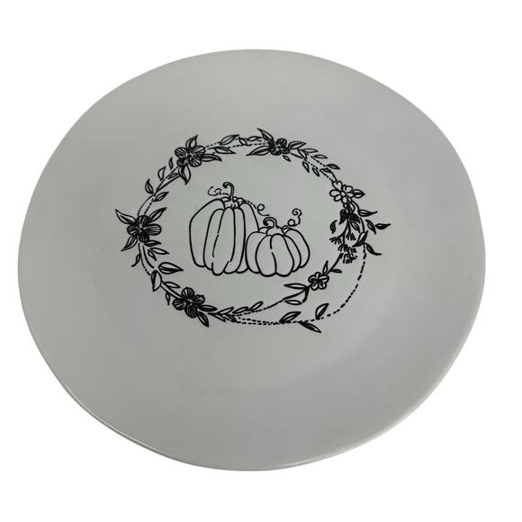 NWT Pier 1 Buffalo Harvest Pumpkin Plates - Black & White - Picture 1 of 4